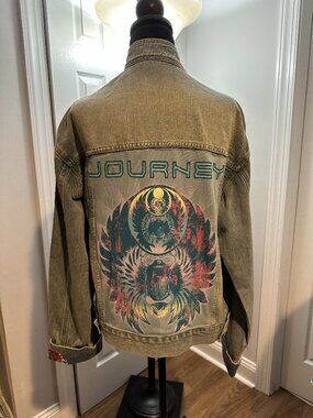 Journey band tee Denim Embroidered Blue Jean Jacket